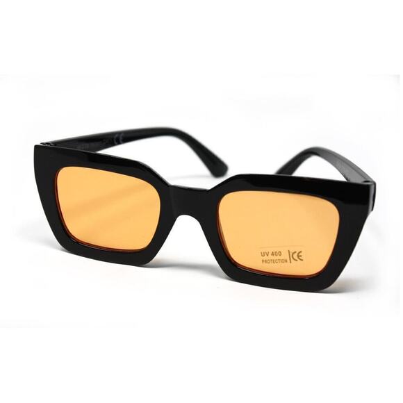 Black Frame Yellow Lens Sunglasses Way Out Retro Style Shades - Hey Viv - Picture 2 of 3